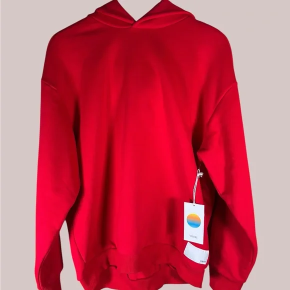 NWT Vuori Women's Restore Oversized (OS) Hoodie in Cherry - Picture 6 of 10